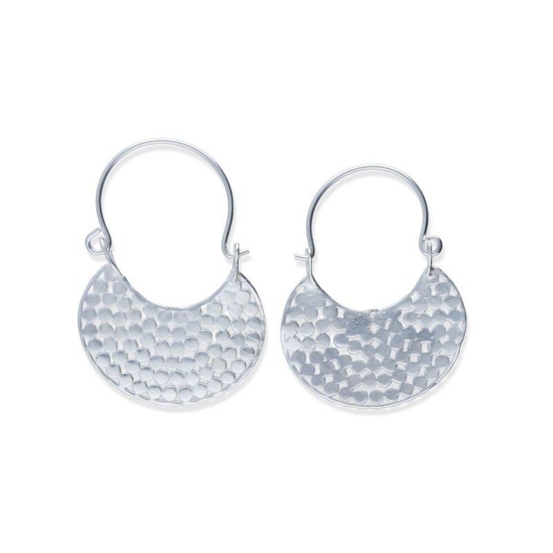 Pendientes plata de ley 925 lisa gipsy arco con círculos de 27x35mm.