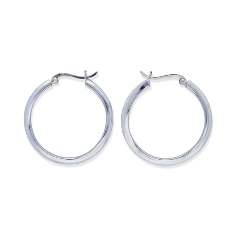 Pendientes plata de ley 925 lisa ondulado de 33mm.