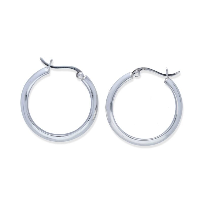 Pendientes plata de ley 925 lisa ondulado cierre criolla de 26mm