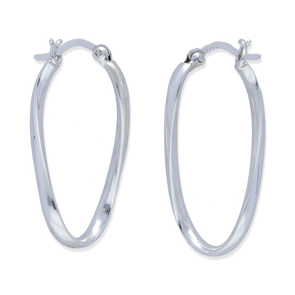 Aros ovalado y curvado Pendientes plata de ley 925 lisa ovalado y curvado cierre criolla de 30mm.