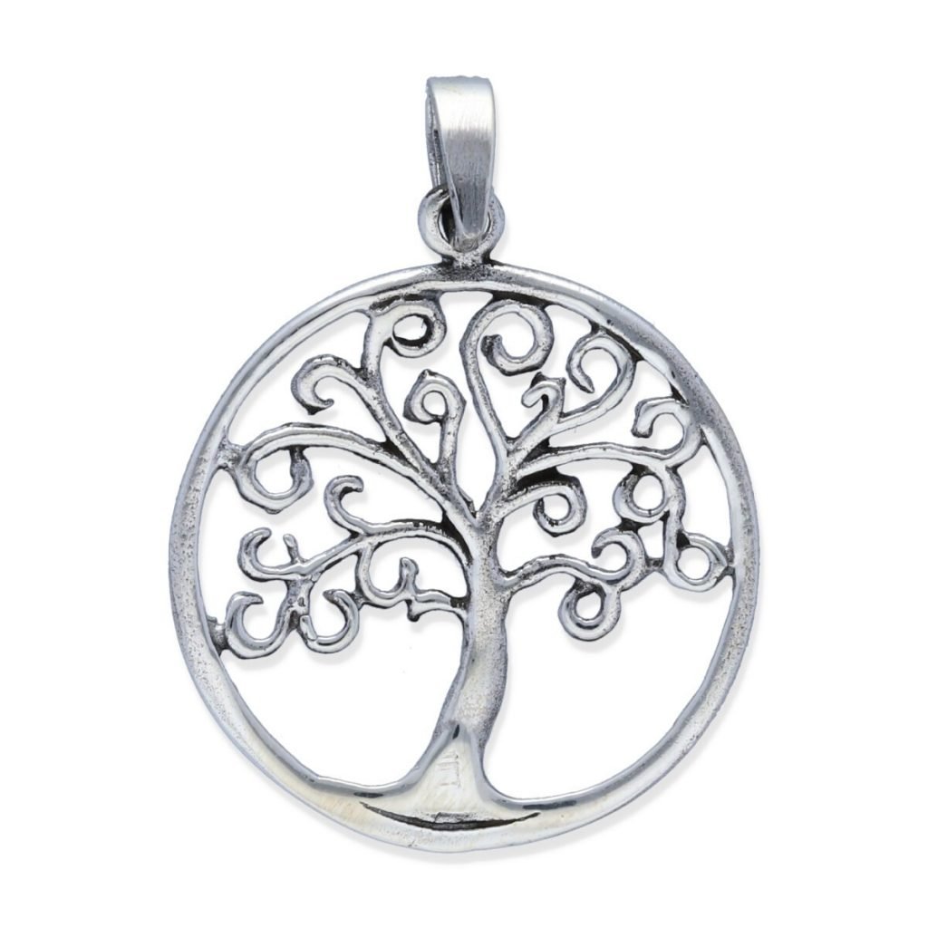 colgante plata 925 lisa árbol de la vida circular talla M diámetro 21mm