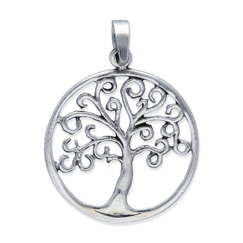 colgante plata 925 lisa árbol de la vida circular talla M diámetro 21mm