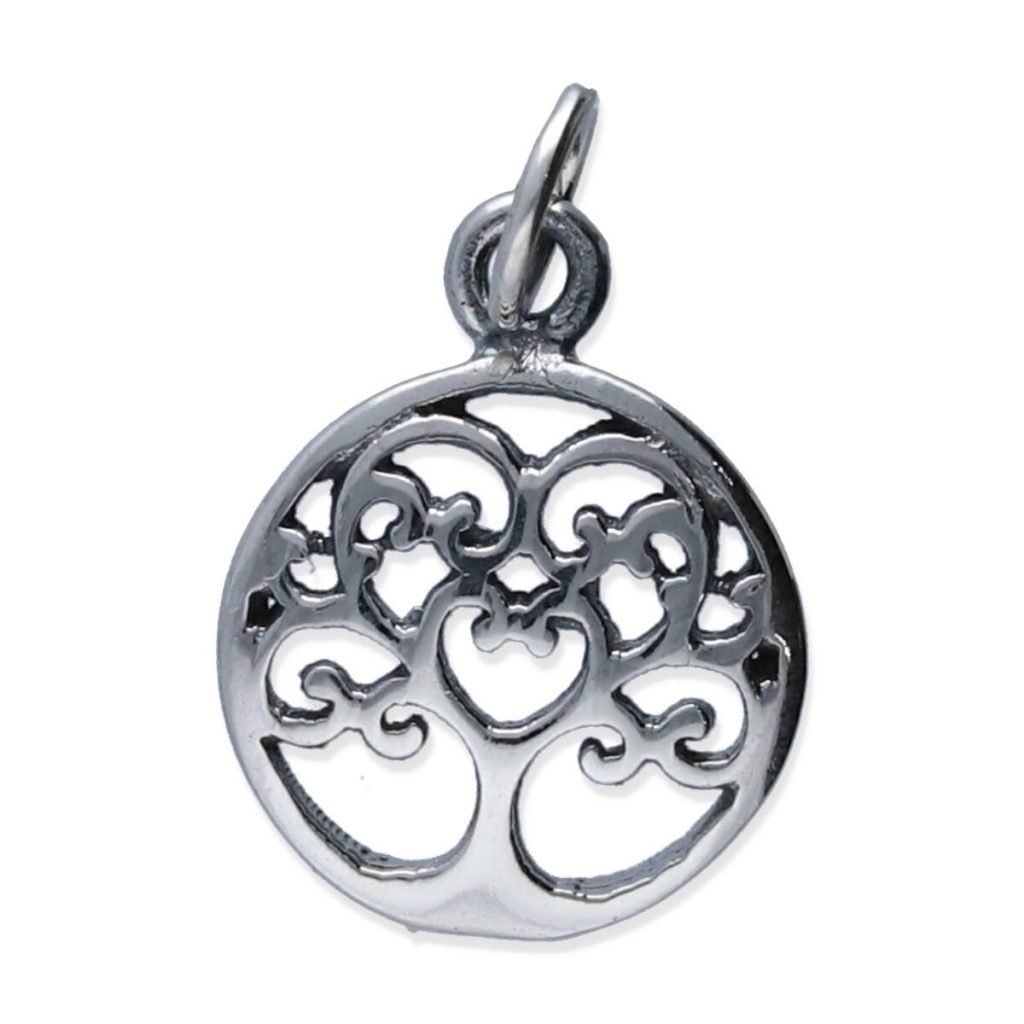 colgante plata 925 lisa árbol de la vida circular de 10mm de diámetro
