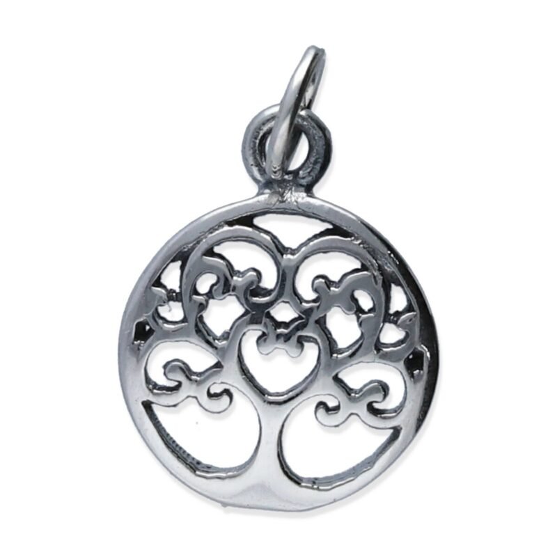 colgante plata 925 lisa árbol de la vida circular de 10mm de diámetro