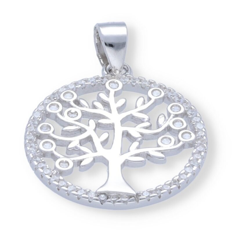 Colgante plata de ley 925 circonita árbol de la vida de 20mm.