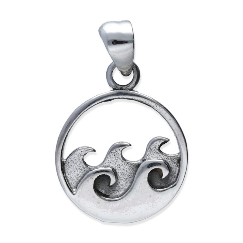 colgante plata 925 lisa circular con 2 olas, diámetro 14mm