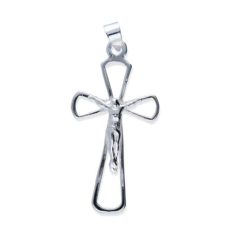Colgante plata de ley 925 lisa cruz con cristo de 23,5x43mm.