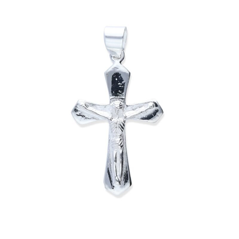 Colgante plata de ley 925 lisa cruz con cristo de 22,5x35,5mm.