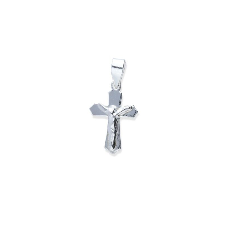 Colgante plata de ley 925 lisa cruz con cristo de 12,5x18.5mm.