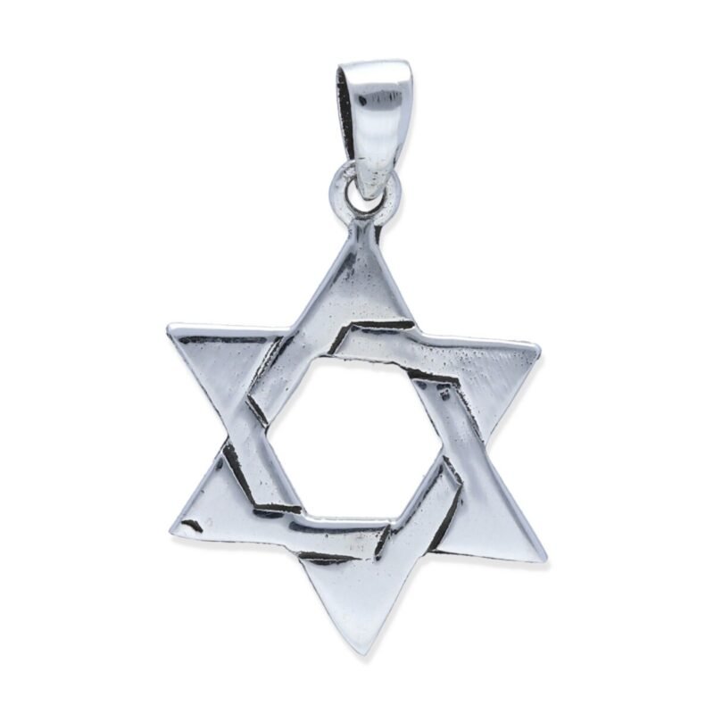 colgante plata 925 lisa estrella David 6 puntas, 21mm