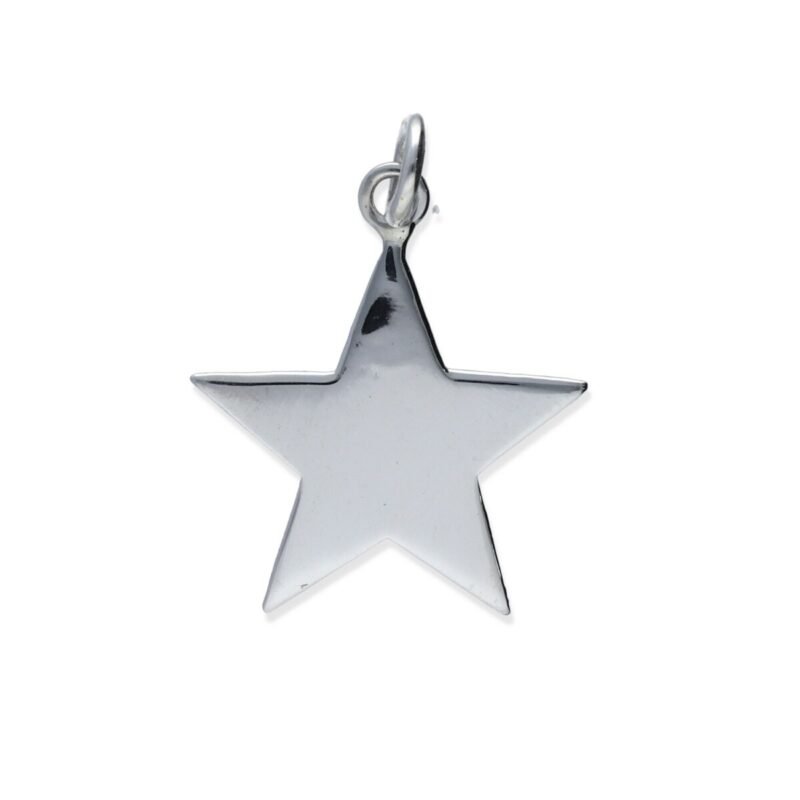 Colgante plata de ley 925 lisa estrella talla M de 20mm.