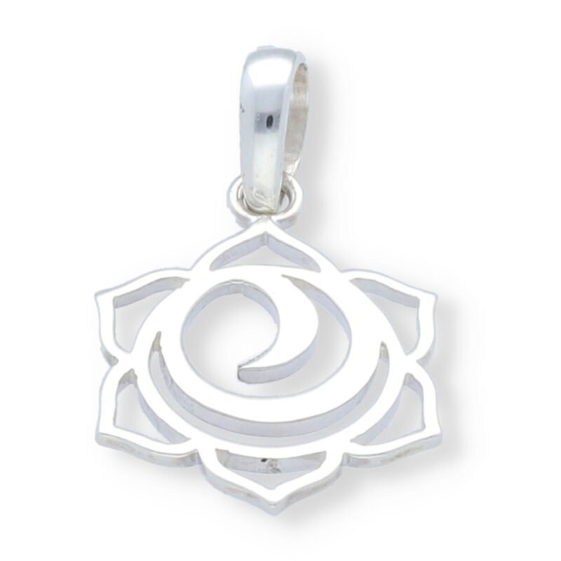 Colgante de plata de ley 925 lisa flor con espiral central de 15mm.