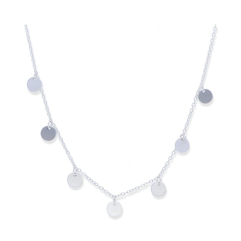 Gargantilla pata de ley 925 lisa con 7 círculos de 6mm y 45cm de largo con cierre mosquetón.