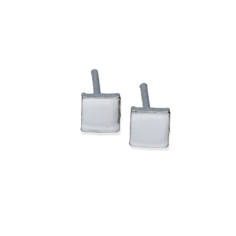 Pendiente plata de ley 925 liso forma cuadrada mini 0.18mm costado