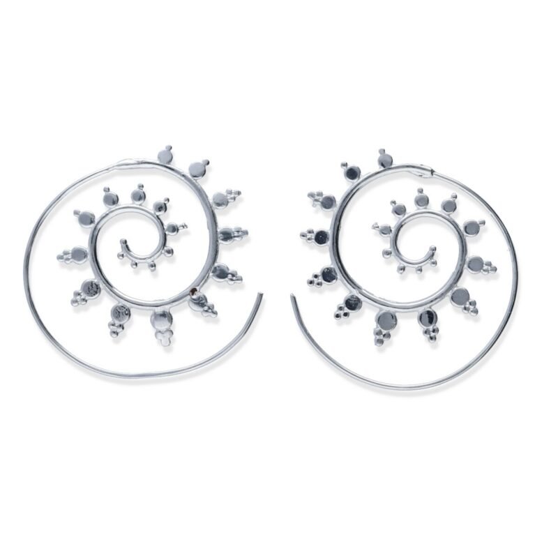 Pendientes plata de ley 925 lisa gipsy en forma de espiral de 32,5x35mm.