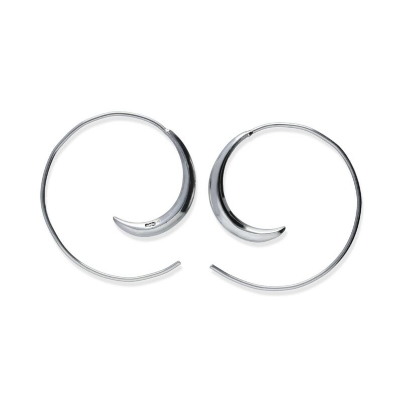 pendientes plata 925 lisa gipsy espiral con bolitas, diámetro 38mm