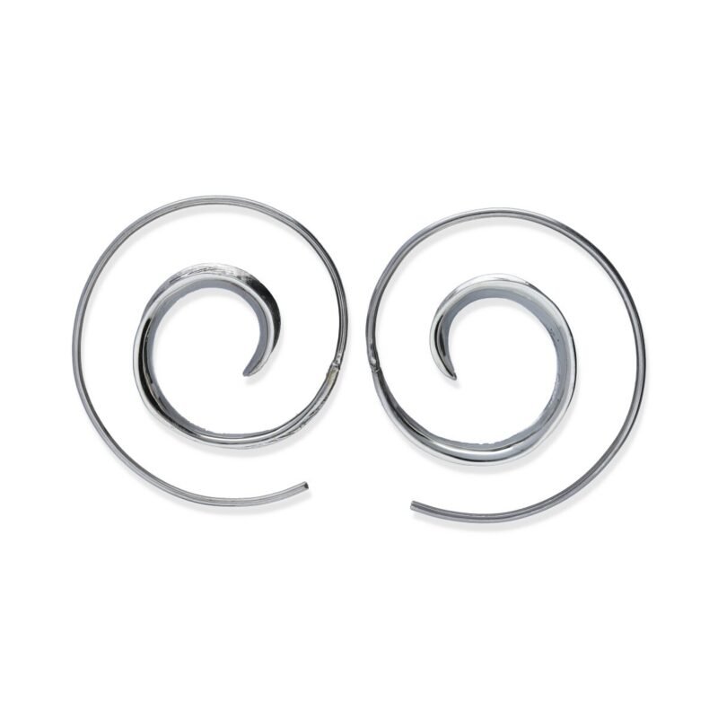 pendientes plata 925 lisa gipsy espiral caracol de 32x37mm
