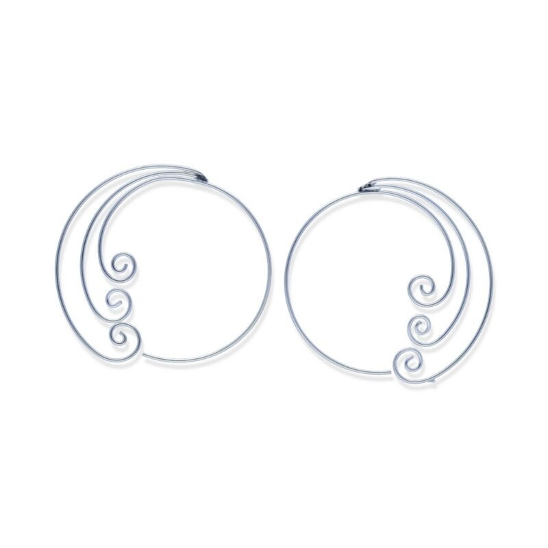 pendientes plata 925 lisa gipsy espiral con rizos de diámetro 37mm
