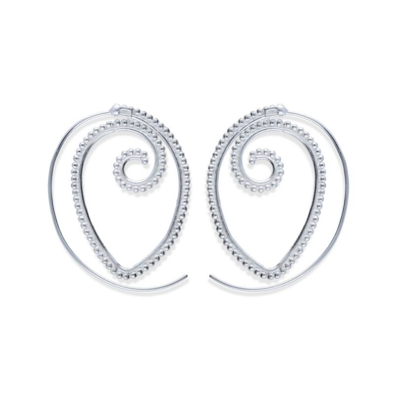 Pendientes plata de ley 925 lisa gipsy espiral ovalado de 28x40mm.