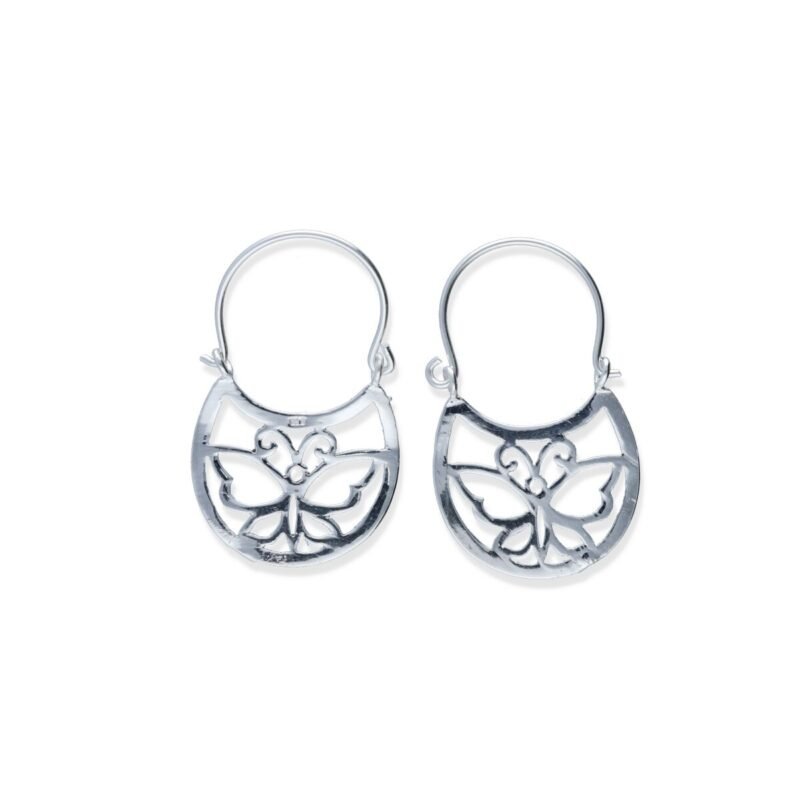 Pendientes plata de ley 925 lisa gipsy étnico de 21x37mm.