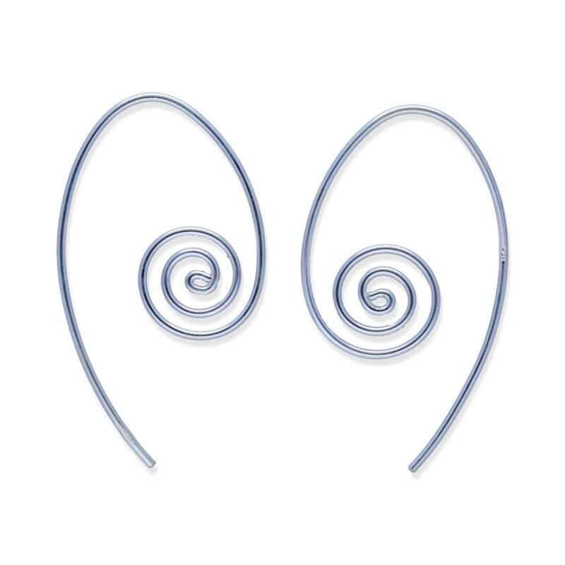 pendientes plata 925 lisa gipsy ovalado simple con caracol de 24x27mm