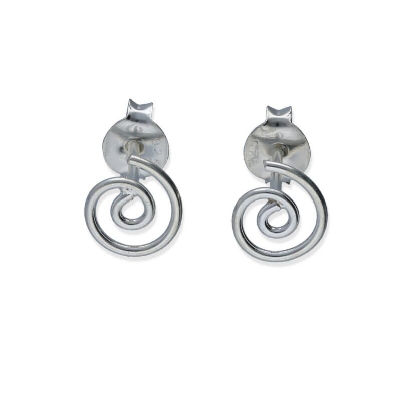 Pendiente plata de ley 925 liso mini forma espiral.