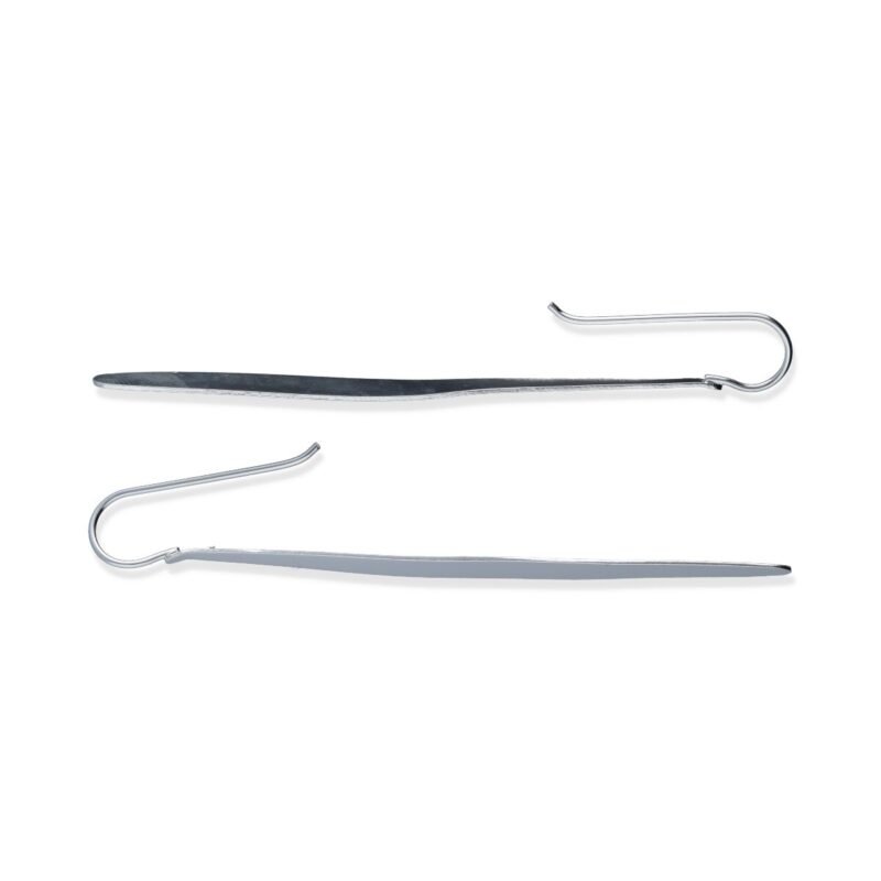 Pendientes plata de ley 925 lisa forma recta satinado de 55mm de largo