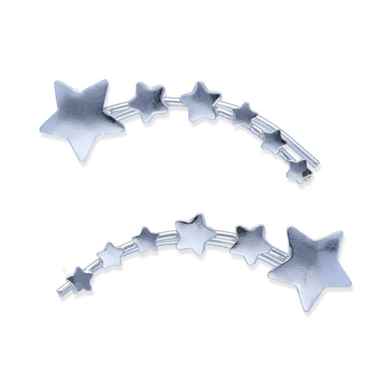 Pendientes plata de ley 925 lisa trepadores 6 estrellas disminuyendo de tamaño de 21,5mm.