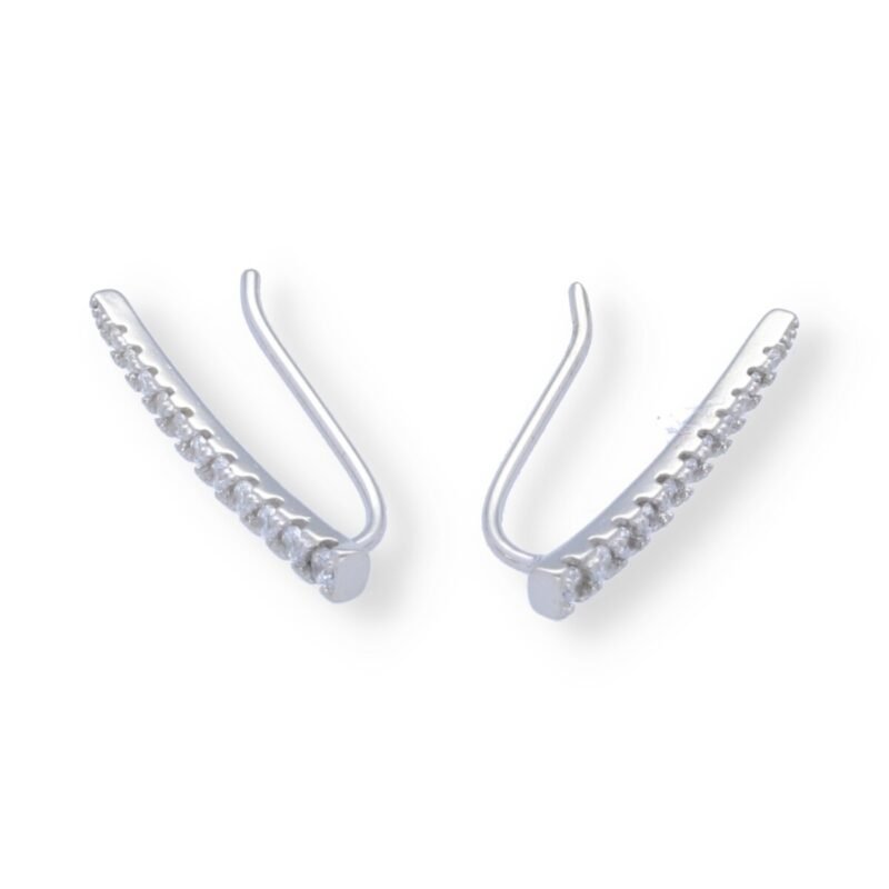 Pendientes plata de ley 925 trepadores circonita forma recta de 18,5mm.