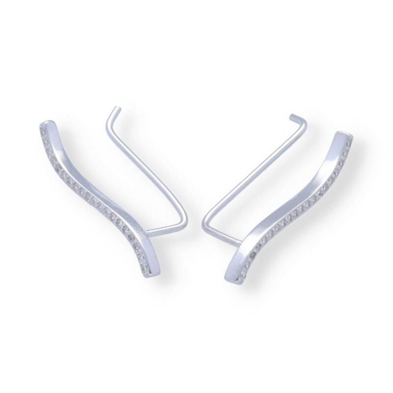 Pendientes plata de ley 925 trepadores de circonita en forma de s de 24,5mm.