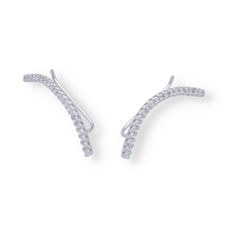 Pendientes plata de ley 925 trepadores con hilo de circonitas de 25,5mm.