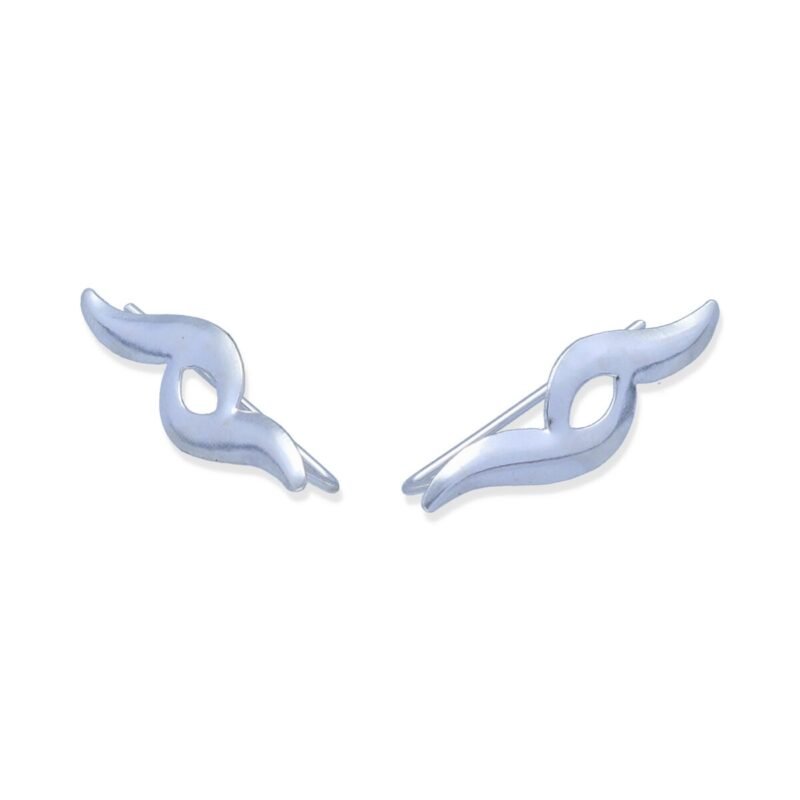 Pendiente plata de ley 925 lisa trepadores olas de 22,5mm.