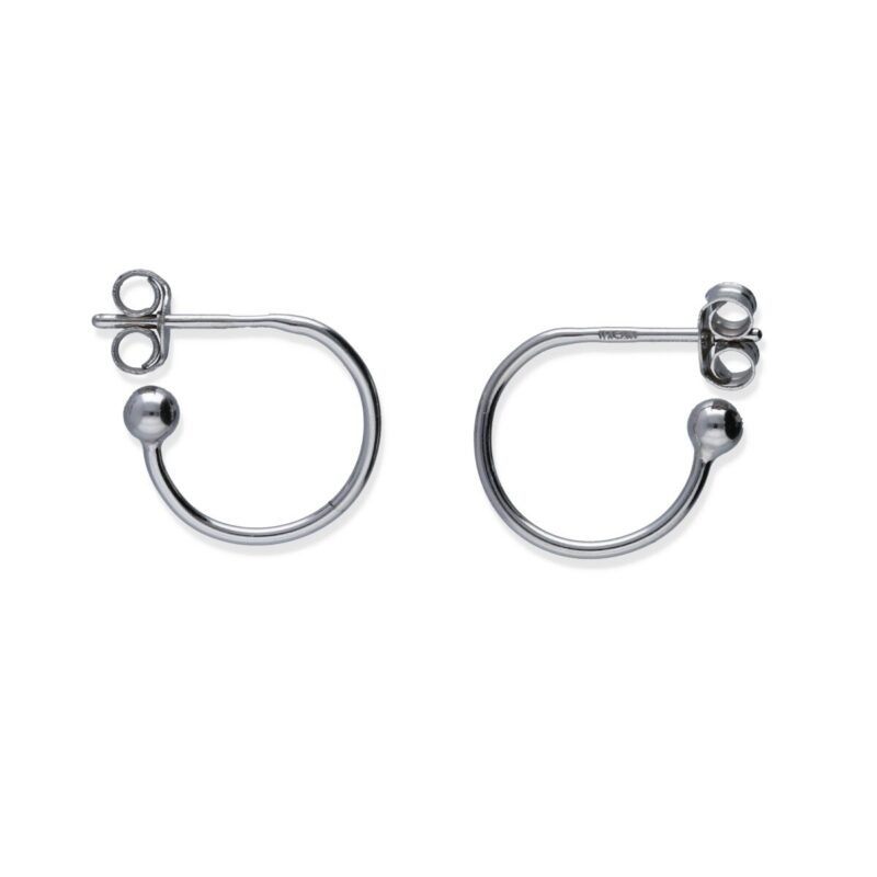 Pendientes plata de ley 925 lisa semiaro 1x13,5mm con bolita final de 3mm.