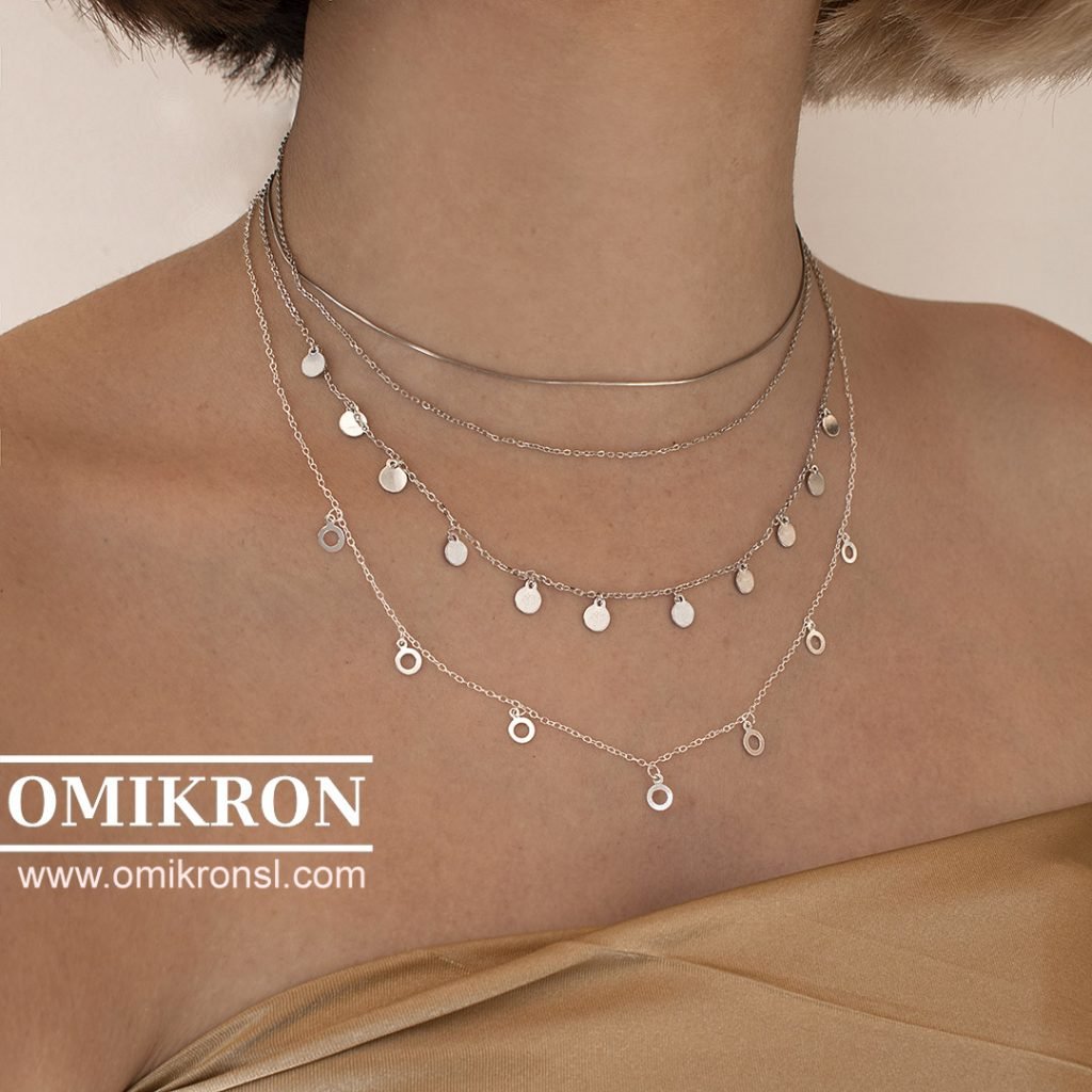 gargantilla plata círculos