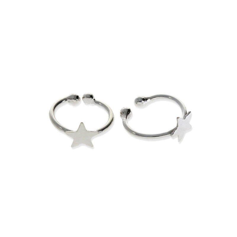 Pendientes plata de ley 925 cartílago de 11mm con estrella de 5mm.