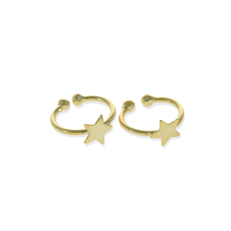 Pendientes de plata de ley 925 con baño de oro de 18 quilates 1x11mm para cartílago con estrella.
