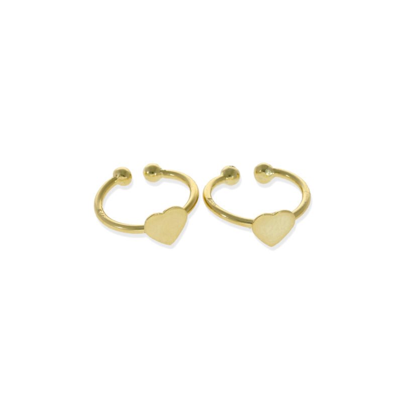 Pendientes de plata de ley 925 con baño de oro de 18 quilates 1x12mm para cartílago con corazón.