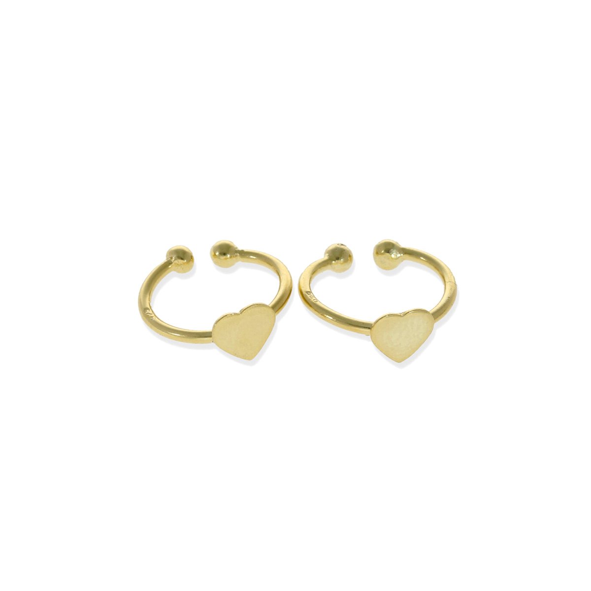 Cartílago corazón dorado Pendientes de plata de ley 925 con baño de oro de 18 quilates 1x12mm para cartílago con corazón.