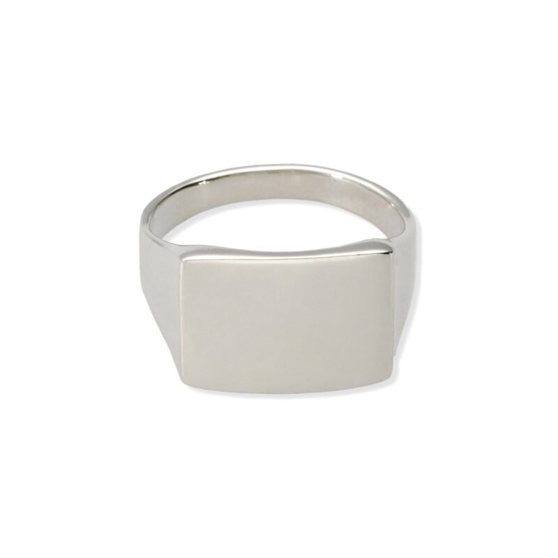 Anillo de plata de ley 925 para hombre tipo sello liso rectangular 12x17mm.