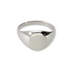 Anillo de plata de ley 925 para hombre tipo sello liso ovalado 10,5x12mm.