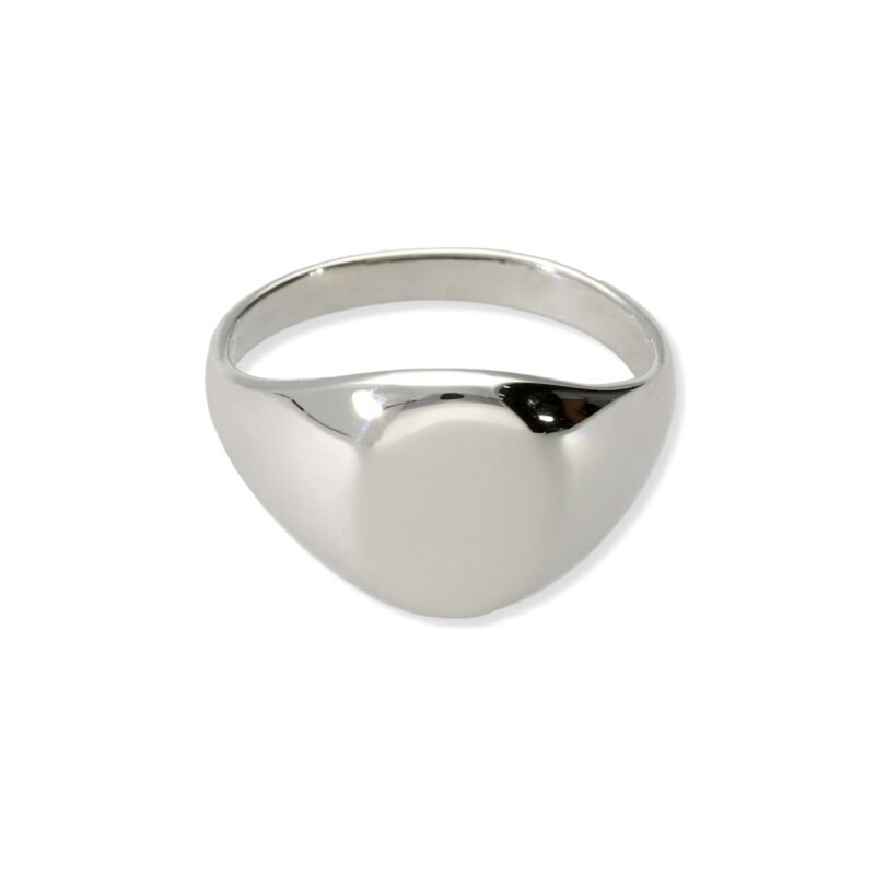 Anillo de plata de ley 925 para hombre tipo sello liso ovalado 10,5x12mm.