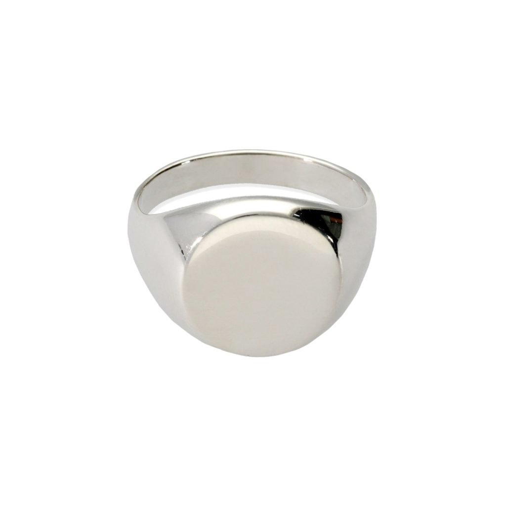 Anillo hombre de plata de ley 925 para hombre tipo sello liso circular 14,5mm.