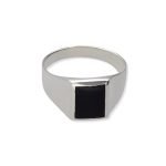 Anillo hombre de plata de ley 925 para hombre tipo sello rectangular onix 9x11,5mm.