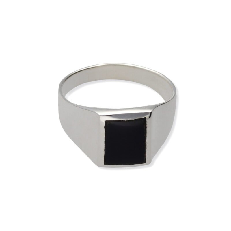 Anillo hombre de plata de ley 925 para hombre tipo sello rectangular onix 9x11,5mm.