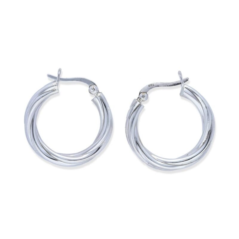 Pendientes plata de ley 925 liso aros trenzados de 20mm.