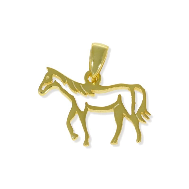 Colgante de plata de ley 925 con baño de oro de 18 quilates con caballo de 14,5x19mm.