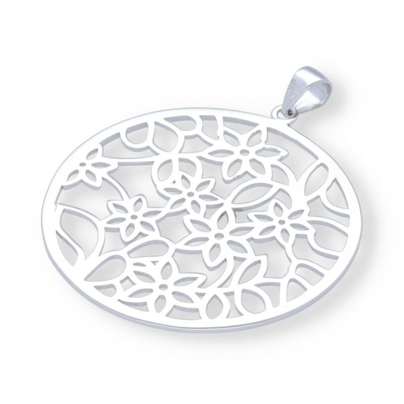 Colgante plata de ley 925 con ramas de flores de 33mm.