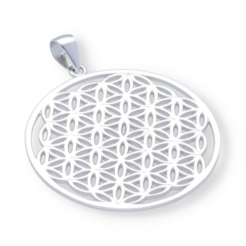 Colgante plata de ley 925 con flores de la vida de 29mm.