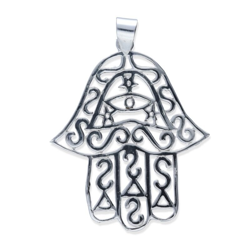 Colgante plata de ley 925 lisa mano de Fátima de 38,5x47mm.