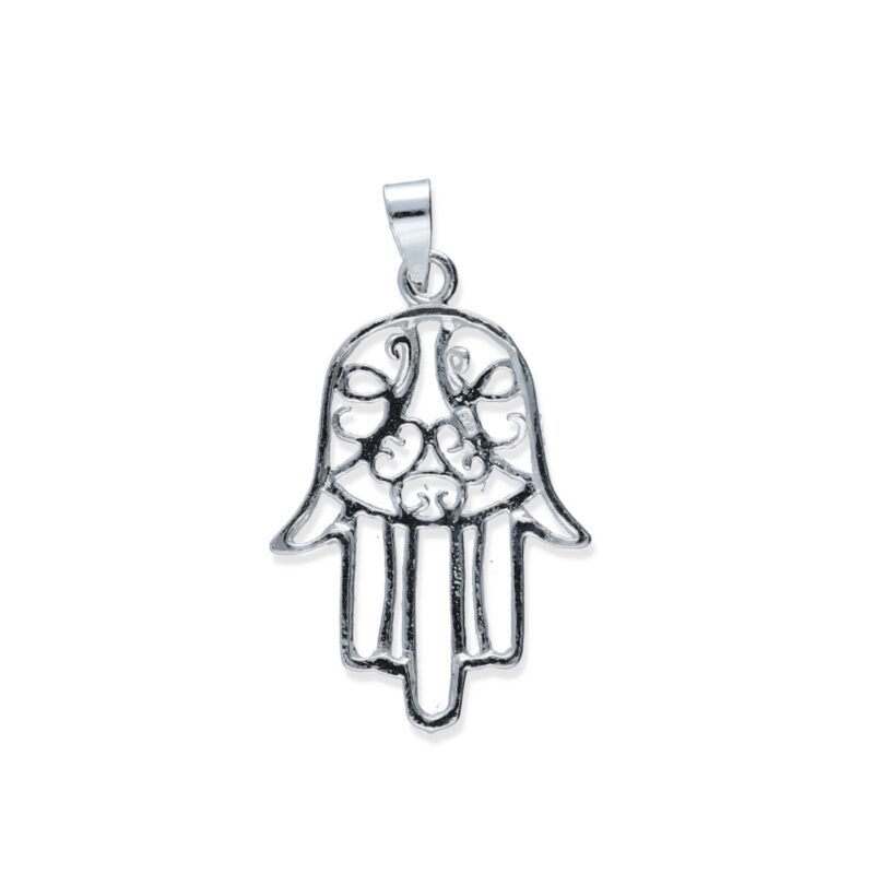 Colgante plata de ley 925 lisa mano de Fátima de 22x33.3mm.